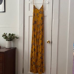 Mustard Yellow Floral Maxi Dress (M)